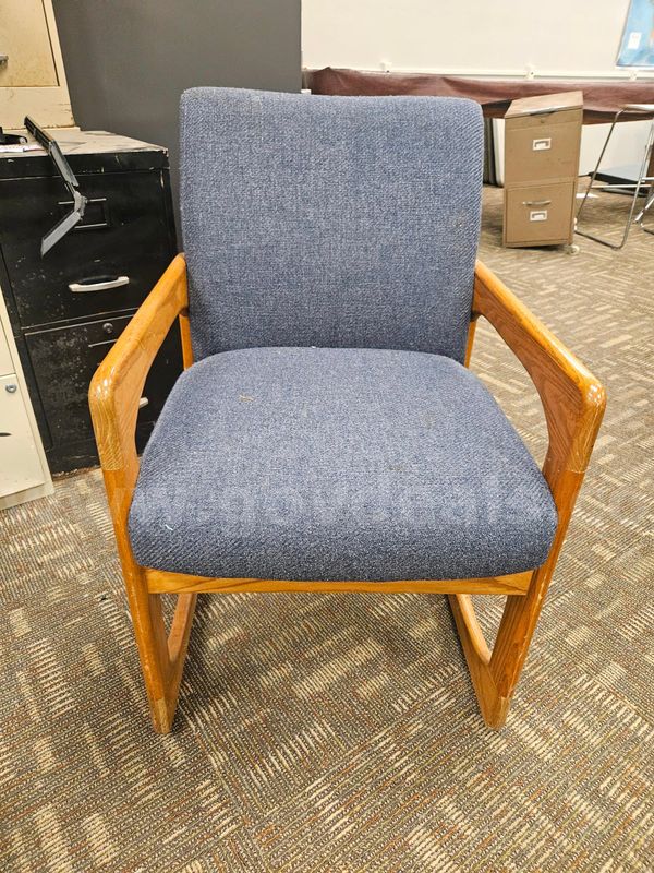 Chair - Reception sturdy wooden arm/guest chair upholstered