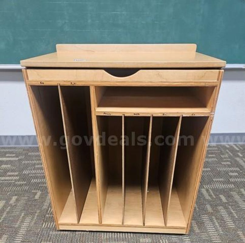2 Mobile Wooden Classroom Big Book Storage Organizer Cart with Whiteboard & Top Storage Bin