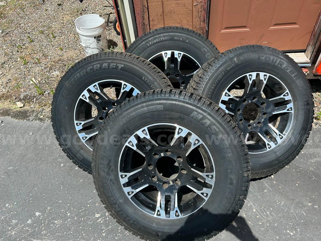 MasterCraft Courser MSR LT 245/75R17 M&S Studded Snow Tires with Rims - Set of 4