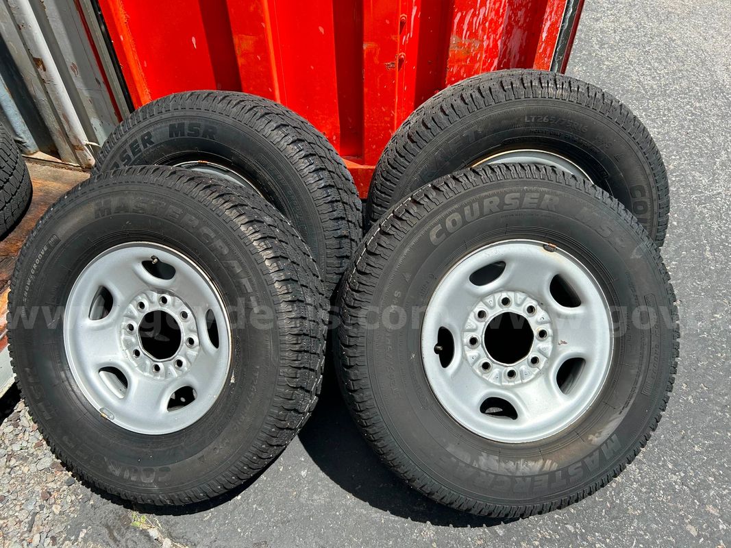 MasterCraft Courser MSR LT 265/75R16 M&S Studded Snow Tires with Rims - Set of 4