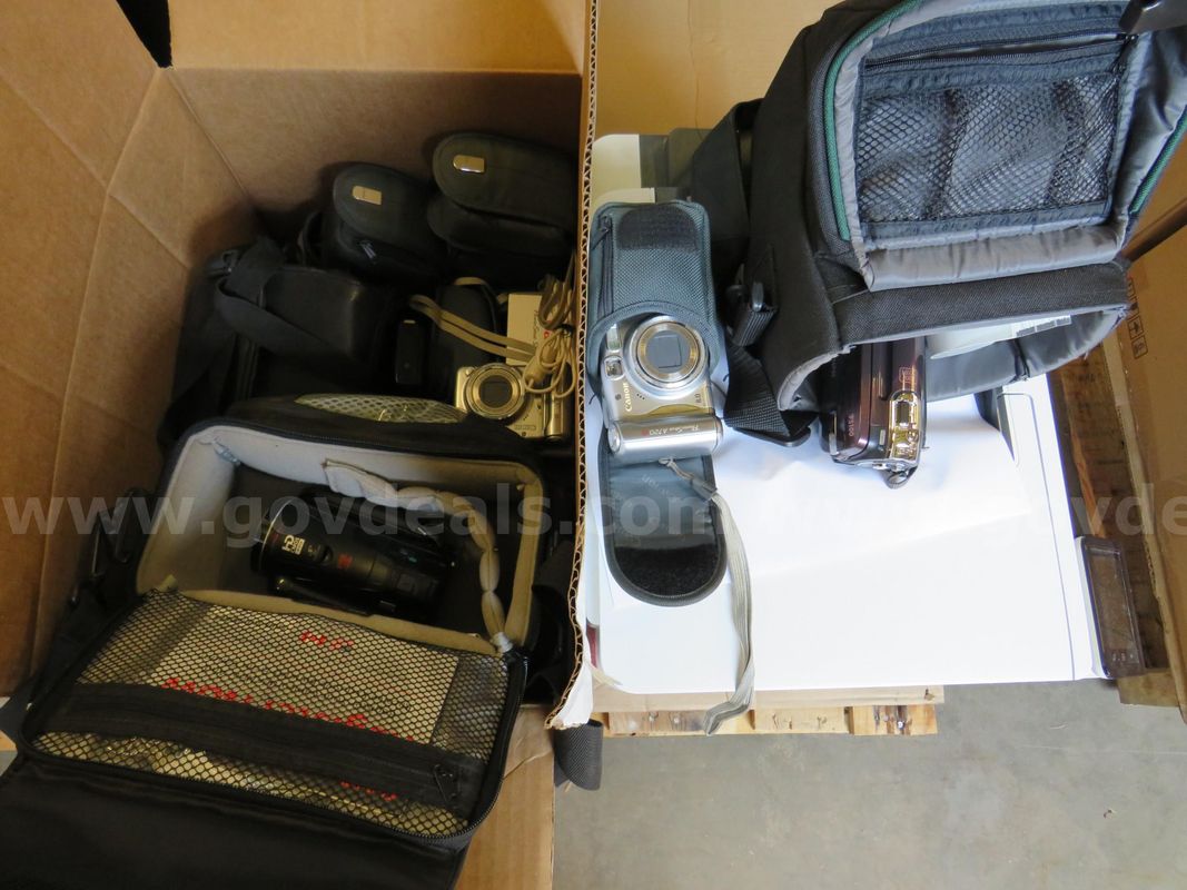 Box of Various Cameras