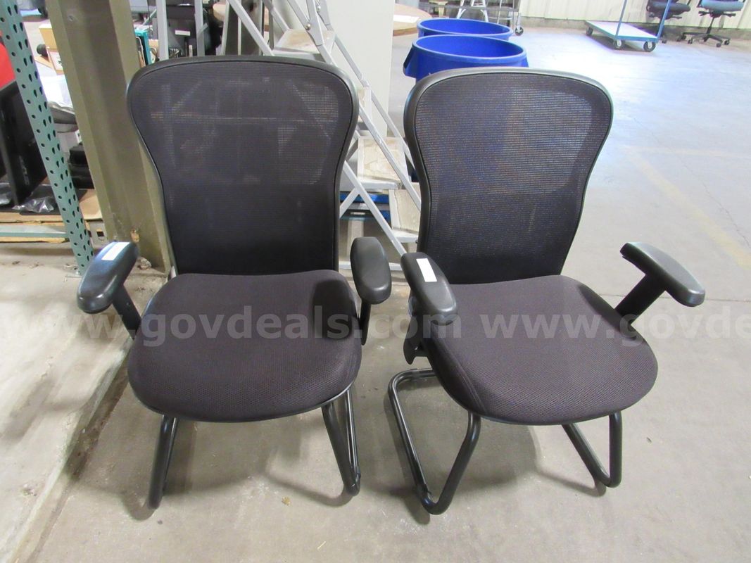 2 Black Mesh Chairs