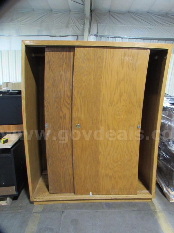 Wood Cabinet w/Sliding Doors