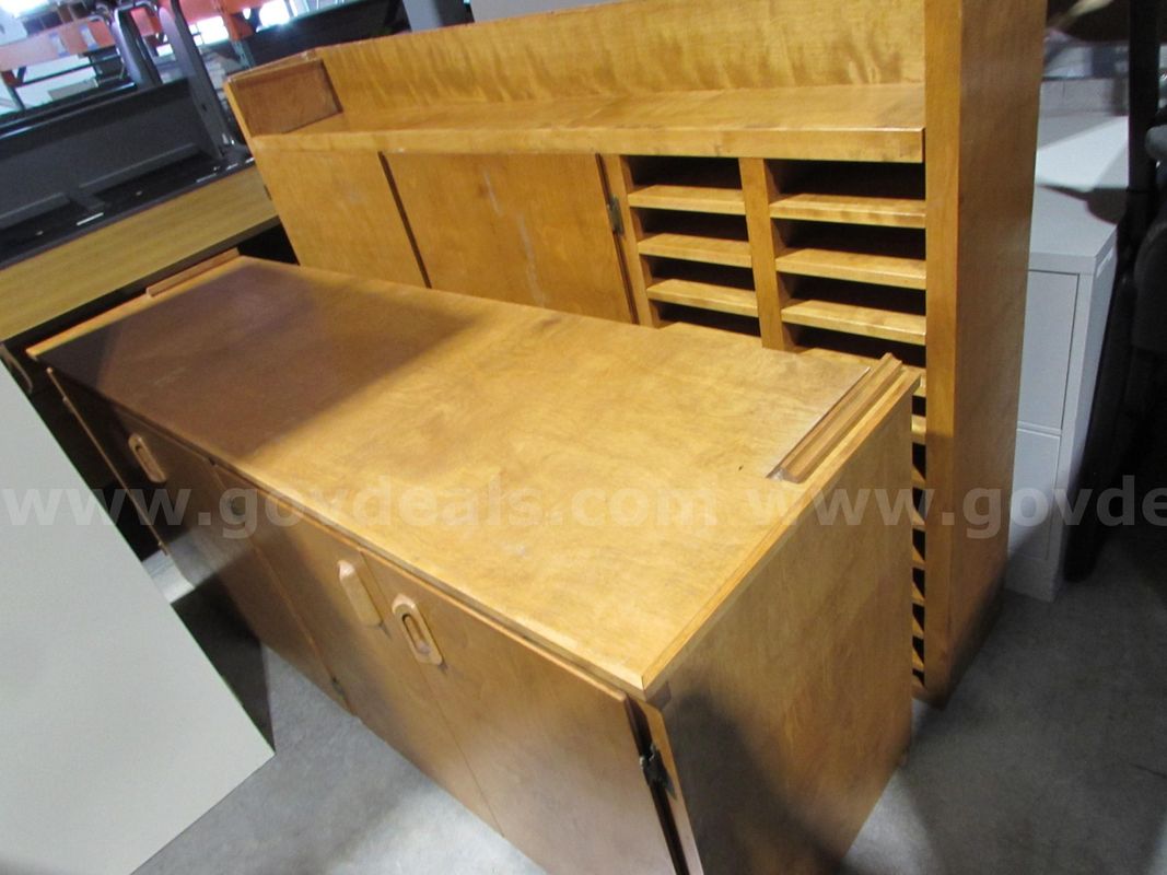 Wood Cabinet w/Hutch