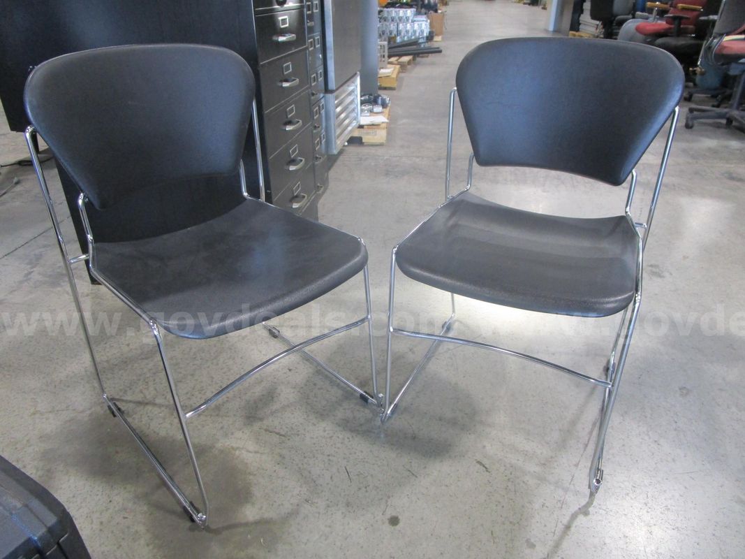 2 Black Stackable Chairs (C)