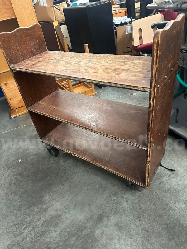 Wooden Rolling Book Cart