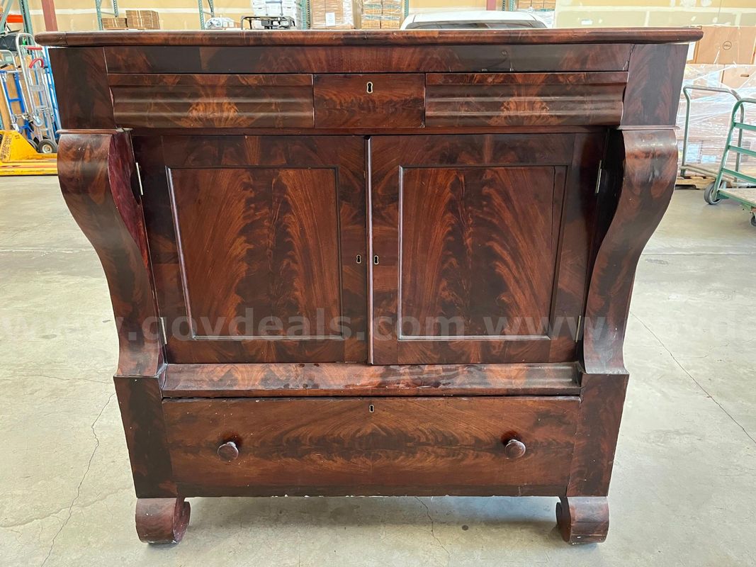 Custom-Built American Empire-Style Mahogany Sideboard Cabinet