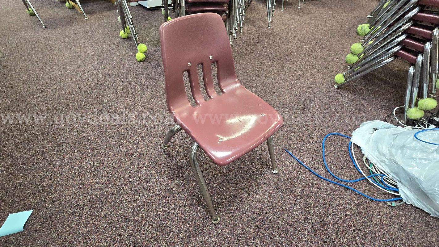 Lot 3 of 5 – 50 Maroon Youth/Elementary Size Stackable Chairs