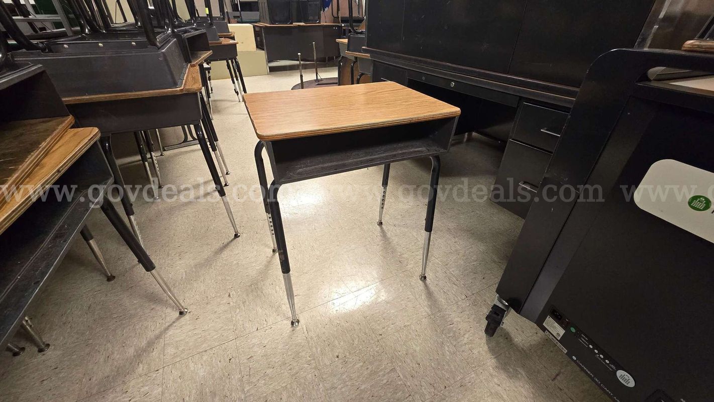 Lot 2 of 6 – 50 Student Classroom Desks with Book Storage