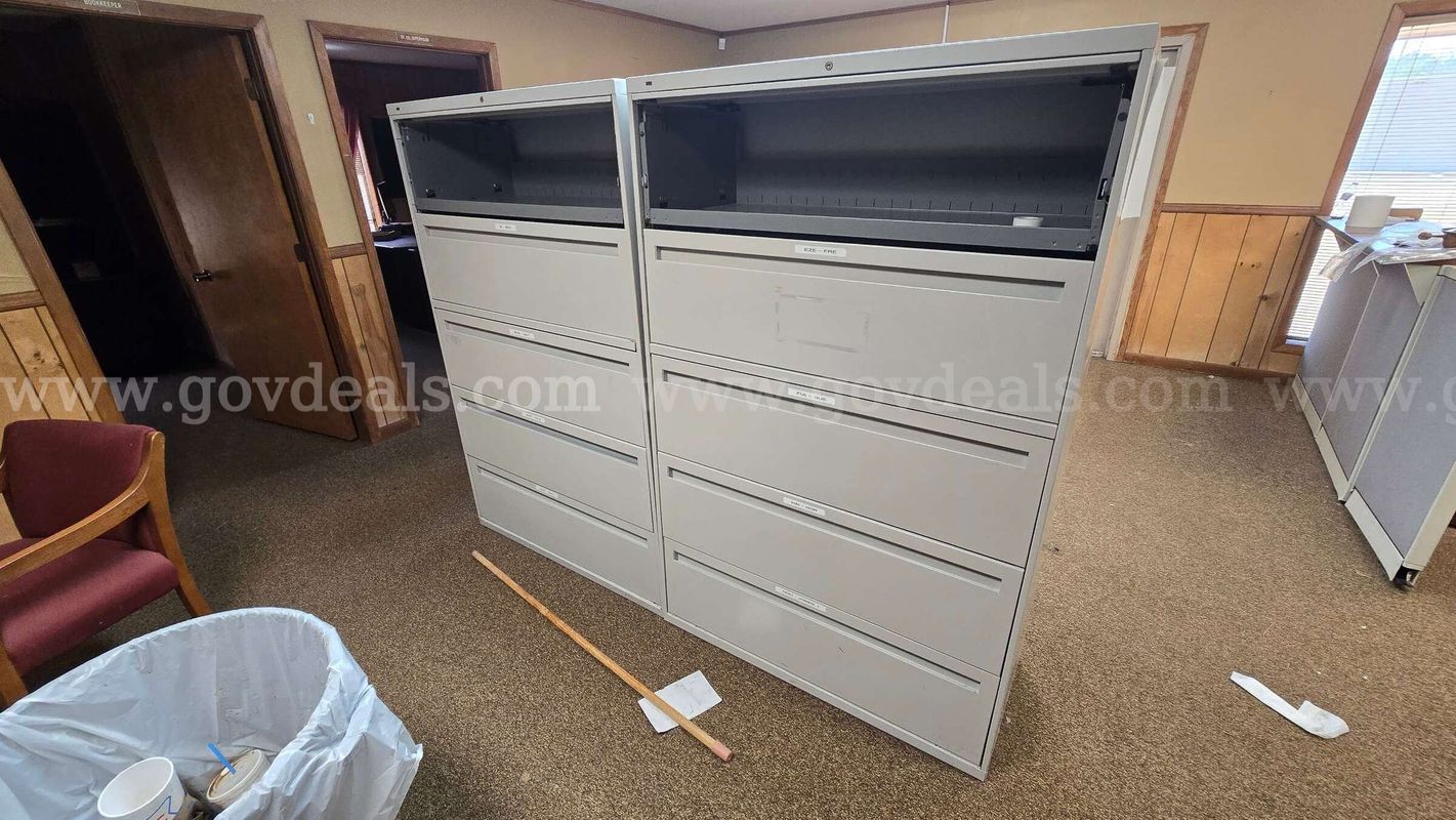 Lot of 2 Metal Lateral Filing Cabinets with Retractable Doors