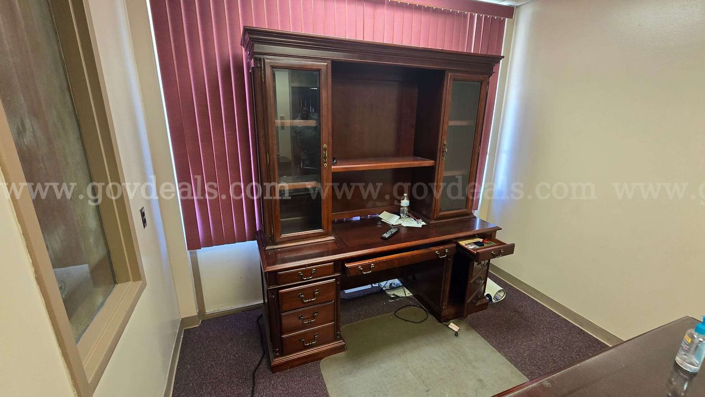Executive Wood Office Furniture Set – Desk, Hutch, Bookcase & Credenza
