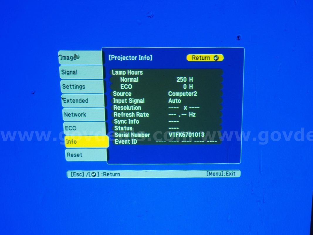 Epson PowerLite 97H Projector, 250 Lamp Hours