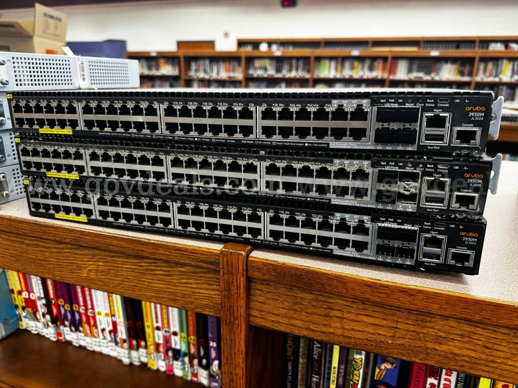 Lot of (3) Aruba 2930M 48G PoE+ 1-Slot Switches (JL322A), 48-Port GbE Managed Managed Layer 3 Rackmount Network Switches