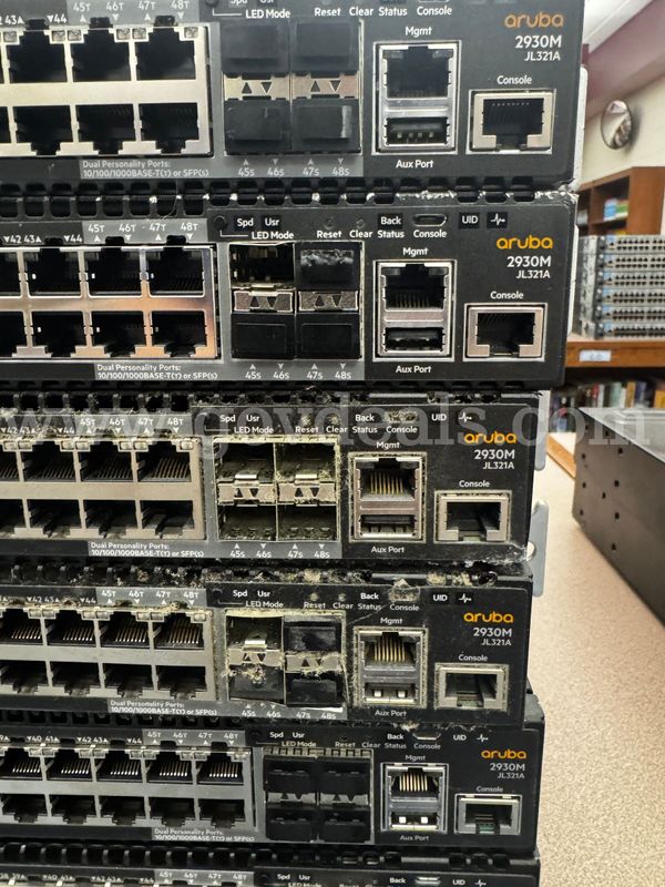 Lot of (6) Aruba 2930M 48G PoE+ 1-Slot Managed Switches (JL322A), 48-Port GbE Layer 3 Rackmount Network Switches
