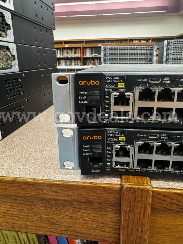 Lot of (2) Aruba 2530-48G-PoE+ Managed Switches (J9772A), 48-Port GbE PoE+ Layer 2 Rackmount Switches with SFPs