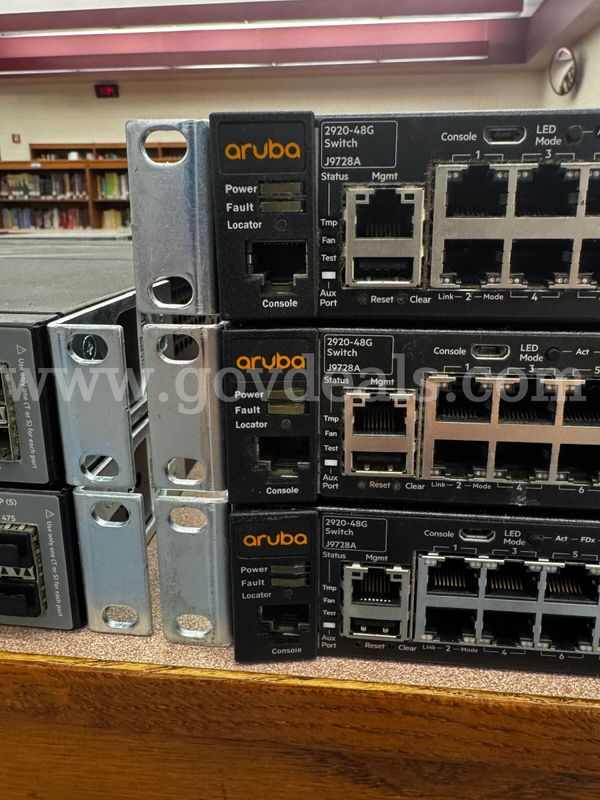 Lot of (3) Aruba 2530-48G-PoE+ Managed Switches (J9772A), 48-Port GbE PoE+ Layer 2 Rackmount Network Switches