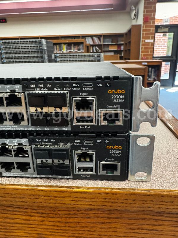 Lot of (2) Aruba 2930M 24G PoE+ 1-Slot Switches (JL320A), 24-Port GbE Managed Layer 3 Rackmount Network Switches