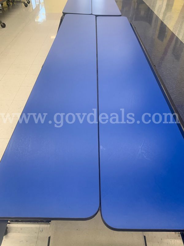 21 Lunchroom tables. (12 blue tables & 9 burgundy tables)