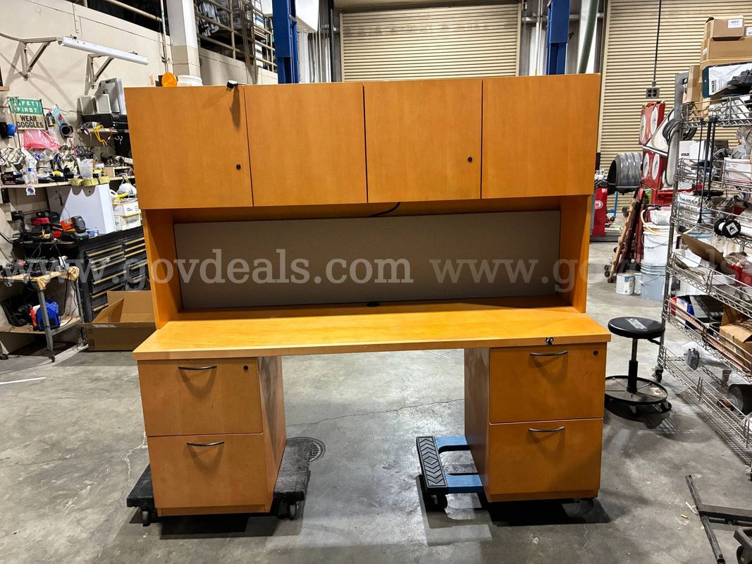 Office desk with upper cabinets