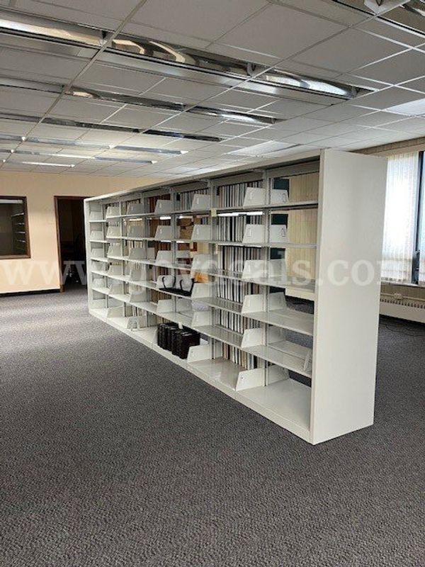 Double-sided library shelving