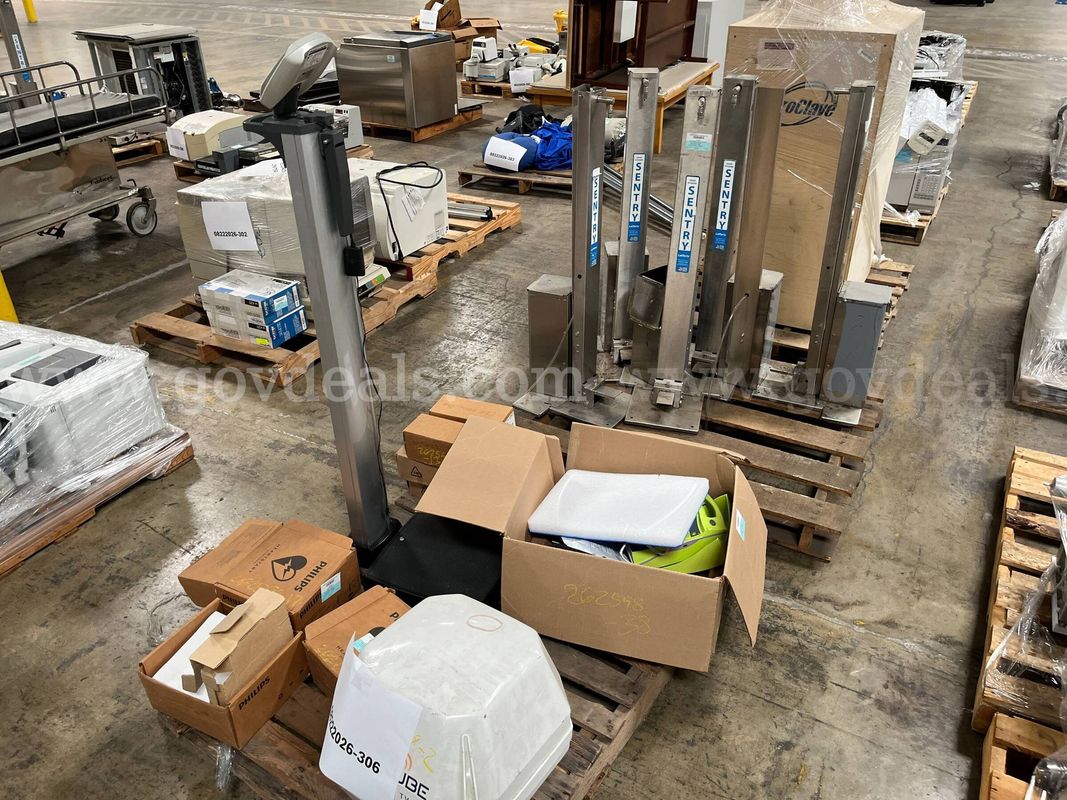 Lot of sanitizers, autoclave and AED