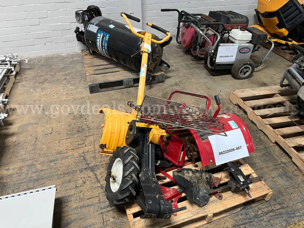 Lot of Vertical Air Compressor and Ground Tiller