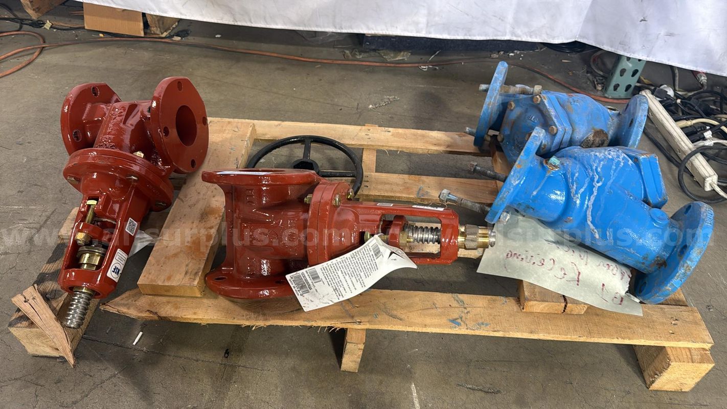 Industrial Flanged Valves: 2 Pressure Reducing & 2 Check Valves, 4"-6" Sizes