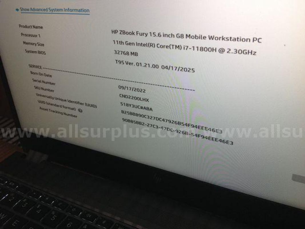 5ea HP Mdl Zbook Fury 15 G8 Laptop