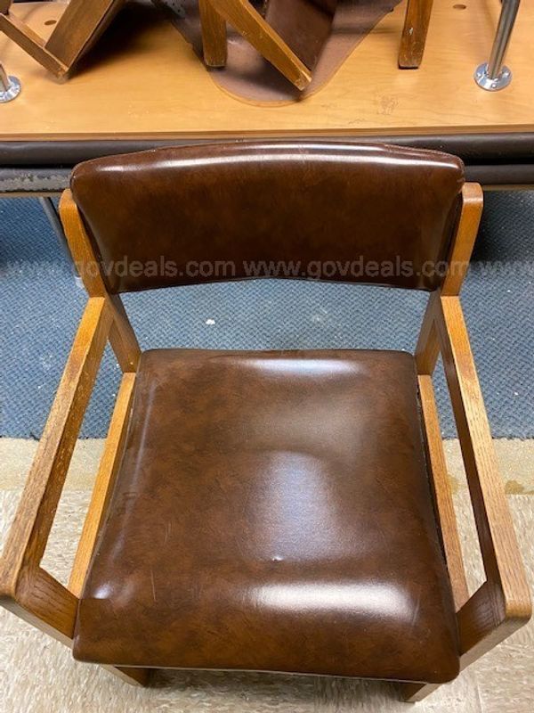 Lot of 23 chairs- Wood Base with vinyl seat with Arms