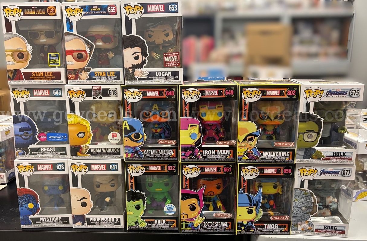 15pc Marvel Funko Pop Lot - BLACKLIGHT HULK Funko Shop Exclusive, SDCC Stan Lee