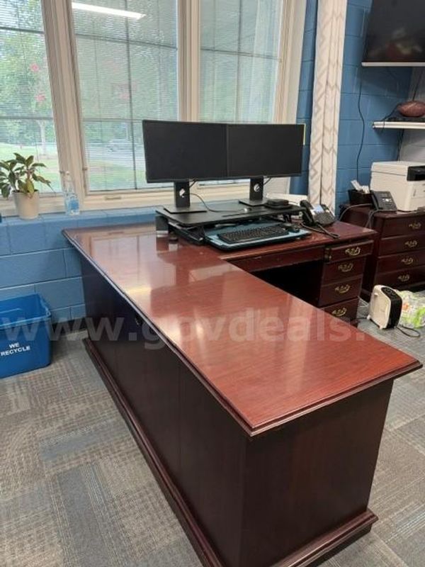 Used L Shaped Solid Wood Executive Desk