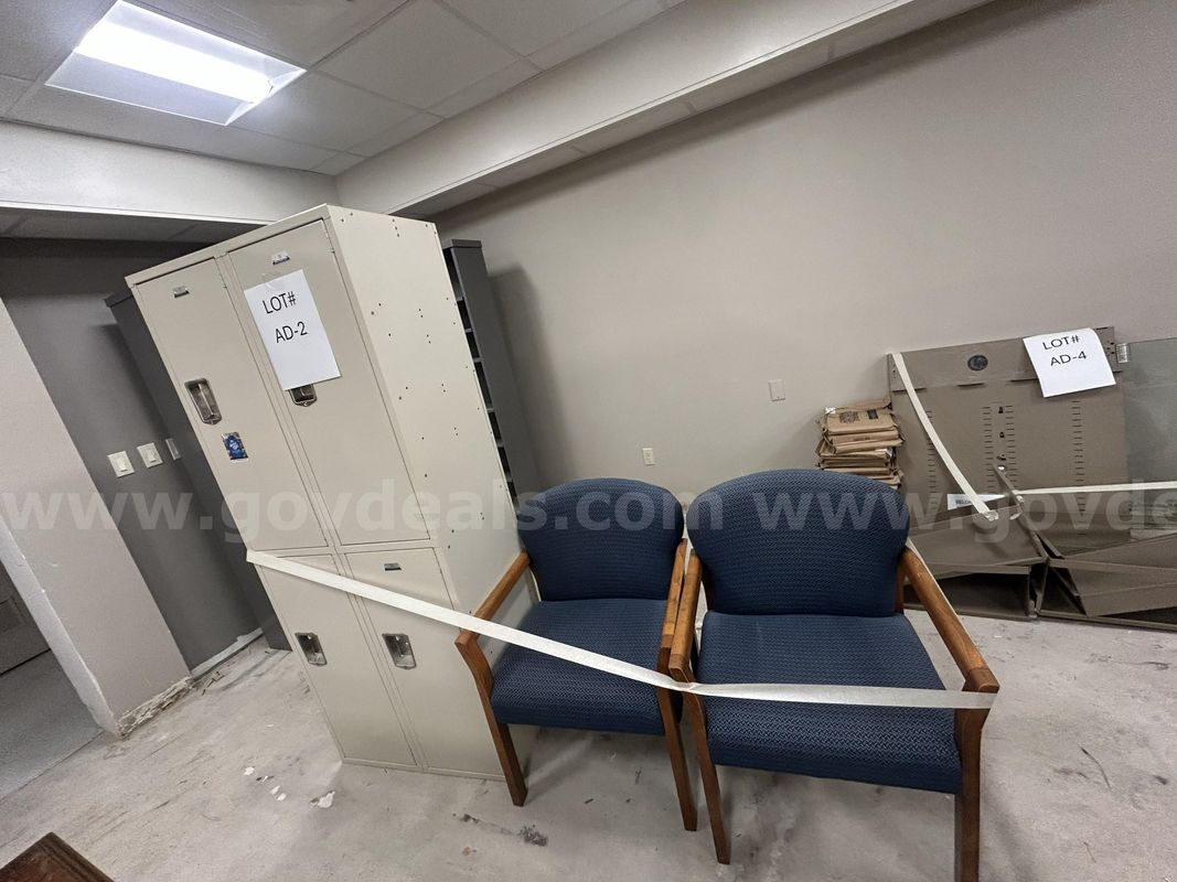 Lot of Lockers and 2 blue office chairs