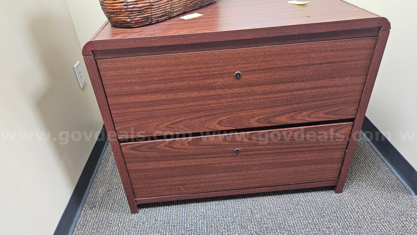 Wooden two-drawer file cabinet