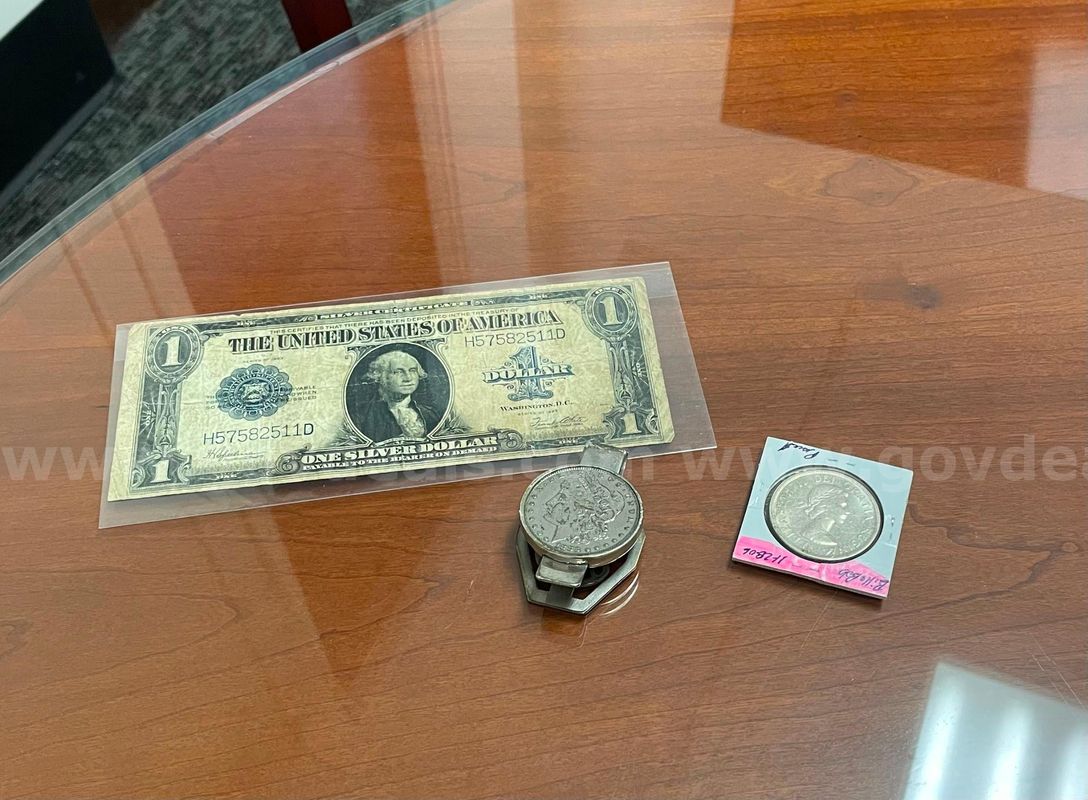 Confiscated - Coins and Certificate Silver Dollar