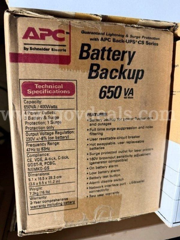 Lot of 8 New APC by Schneider Electric Back-UPS BK650E 650VA / 400W Uninterruptible Power Supply (UPS) Units