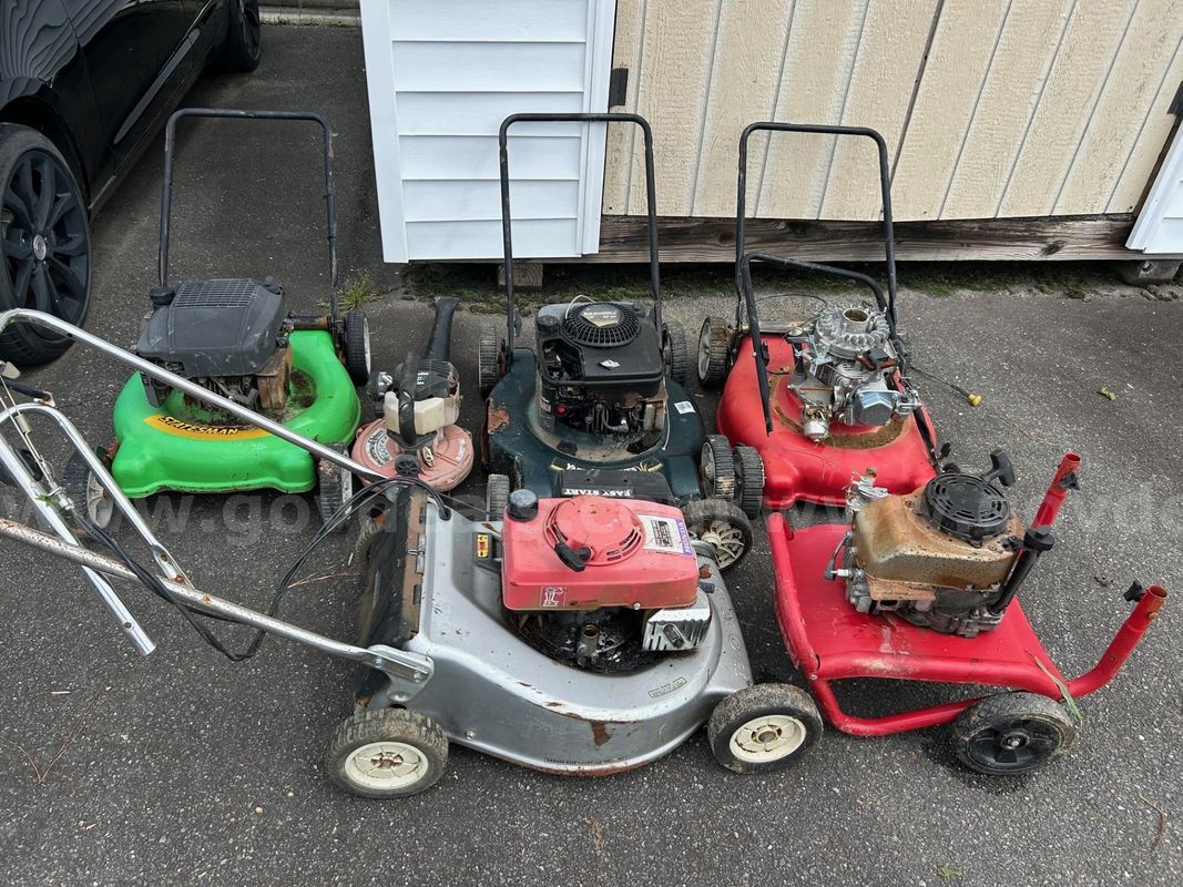 Lot of Four (4) Lawn Mowers One Pressure Washer and One Leaf Blower