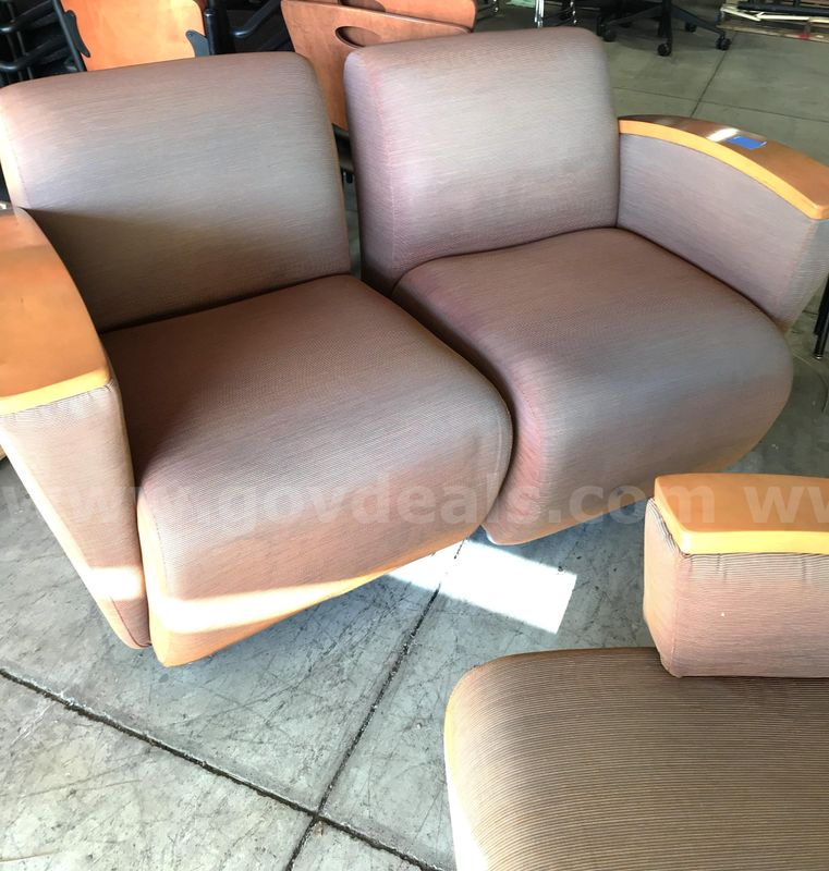 Used stuffed chair and loveseat sectional. (S2)