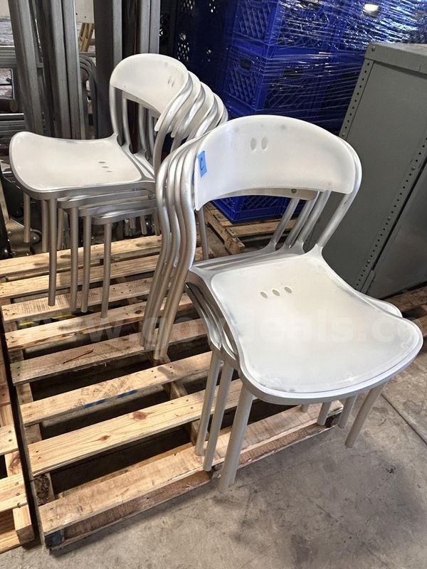8 Used Sliver and Beige Chairs (S2)