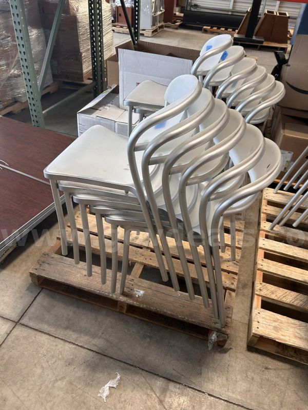 12 Used Silver and Beige Chairs