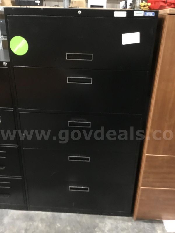 5 draw black file cabinet