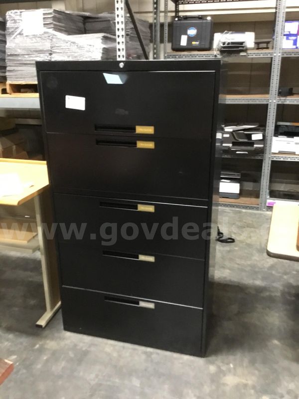 5 draw black file cabinet