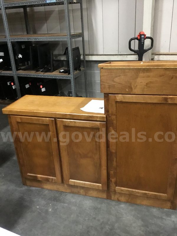 Wooden Podium w/Side Table