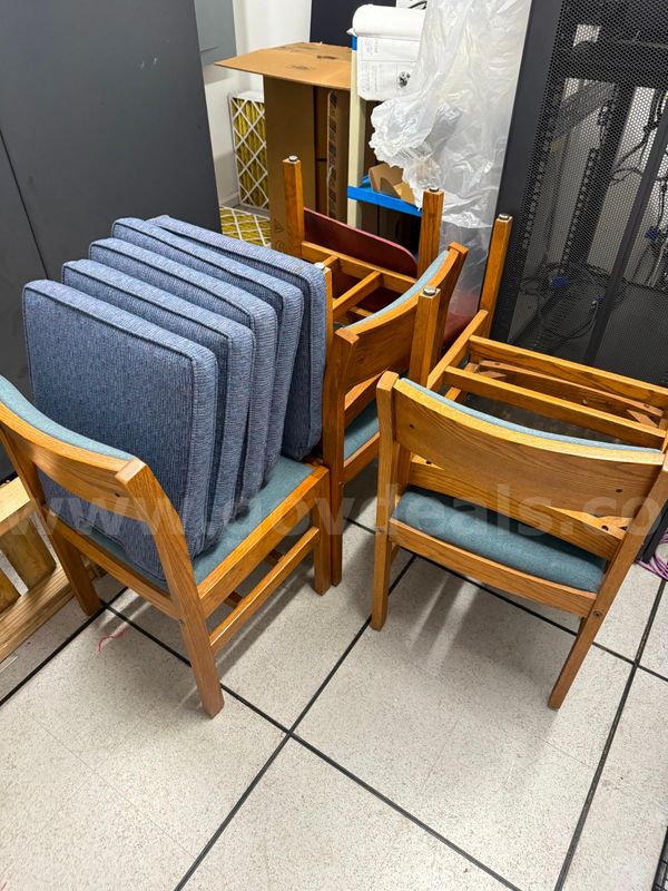 6 Wooden Chairs w/Cushions