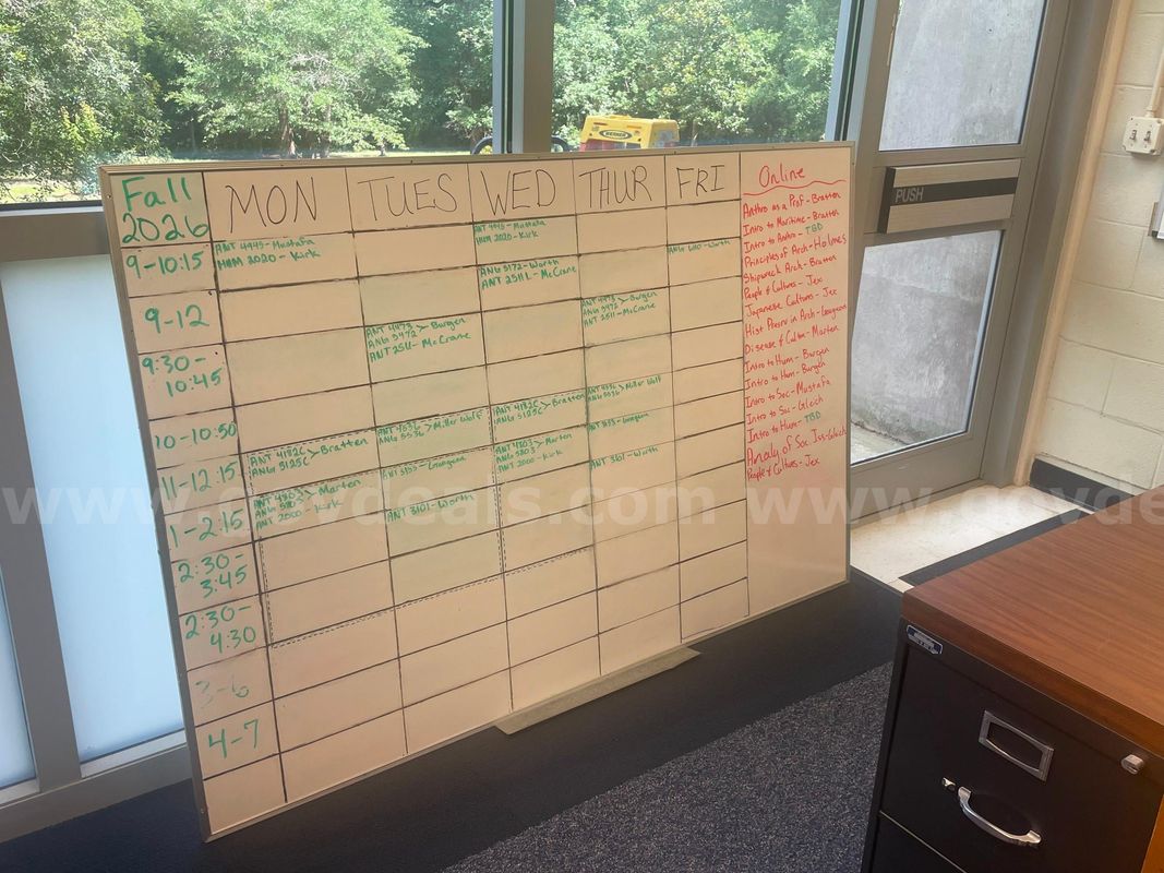 4ft white board, a 3ft long x 1ft wide
