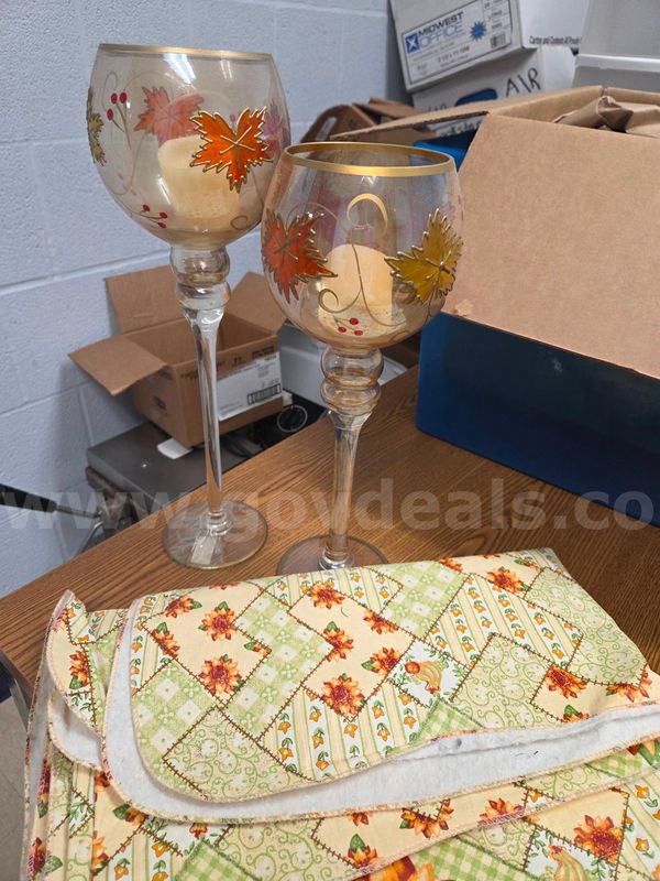 Fall Decor & Vinyl Table Cloth (see descrip/pictures)