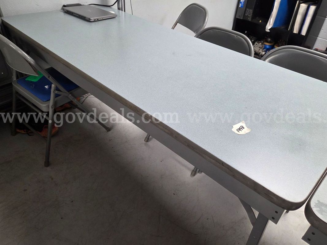 Blue-Gray 6'x30" table with folding legs