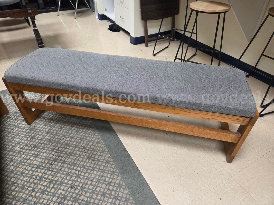 padded wood bench