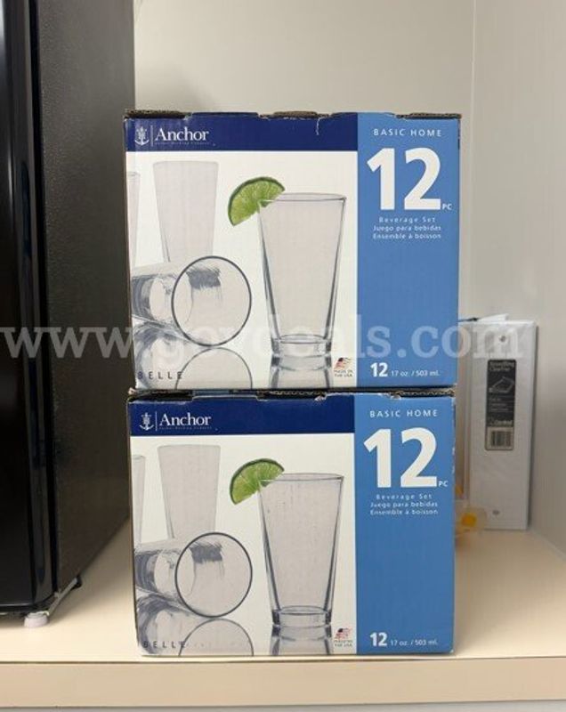 Anchor Drinking Glasses (qty is 22 glasses) NOTE - ITEMS ARE LOCATED AT CARMI, IL CAMPUS