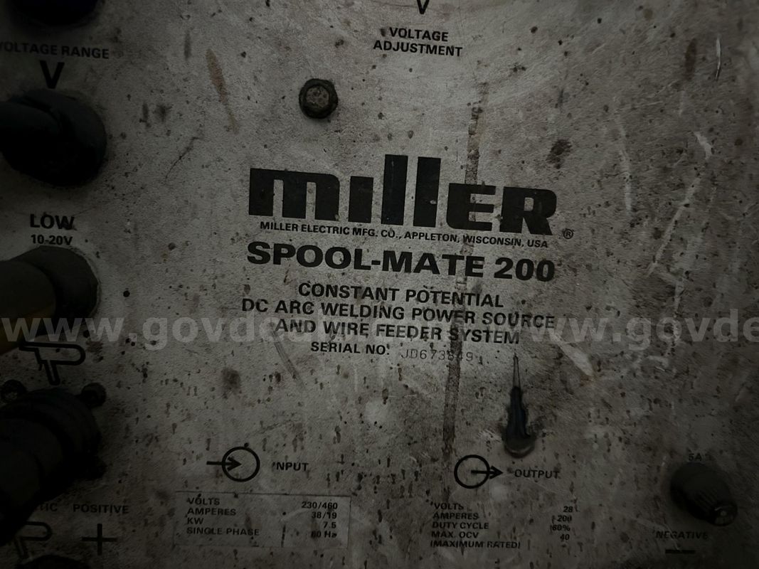 Miller Spool Mate 200 Welder NO Tank Included - Start Bid $50.00 Public Works 815 E. Poe Rd. 419-409-0087