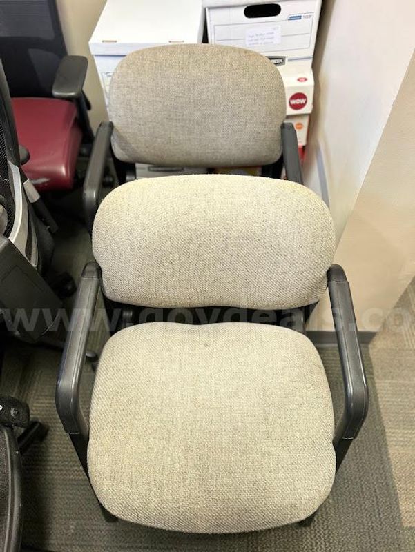 Set of 2 Gray Stationary Chairs w/arms